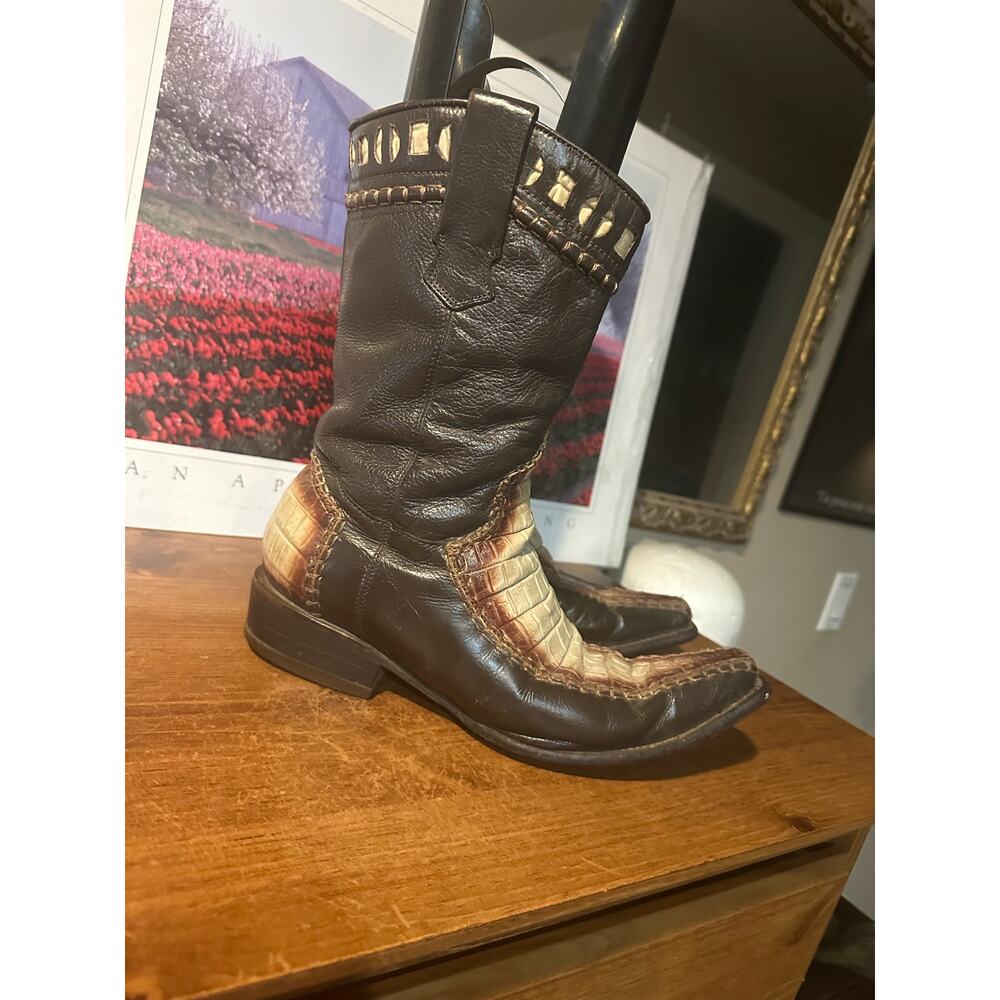 Rudel Rogers Boots Men's Size 8.5 EE Leather Alligator Style Western Boots Zip